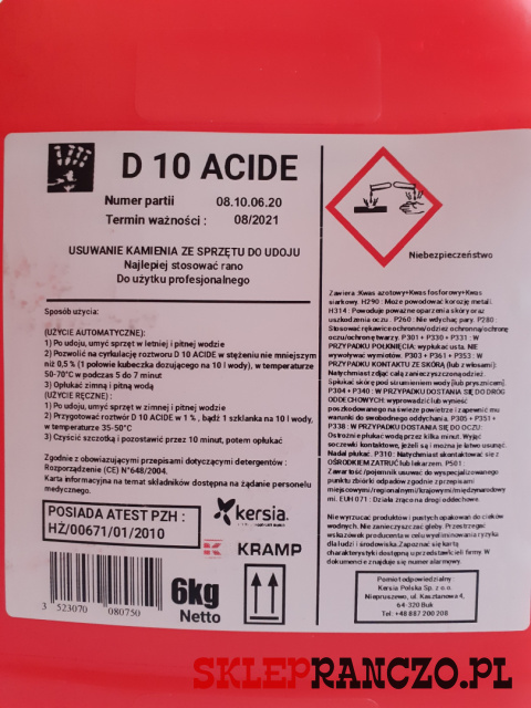 Kwaśny środek D 10 ACIDE 5kg