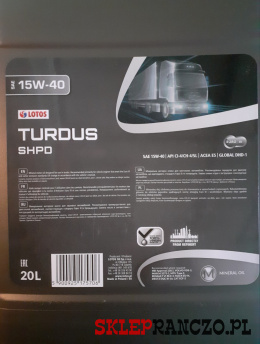 OLEJ SILNIKOWY TURDUS 15W40 SHPD 20L sklepranczo.pl