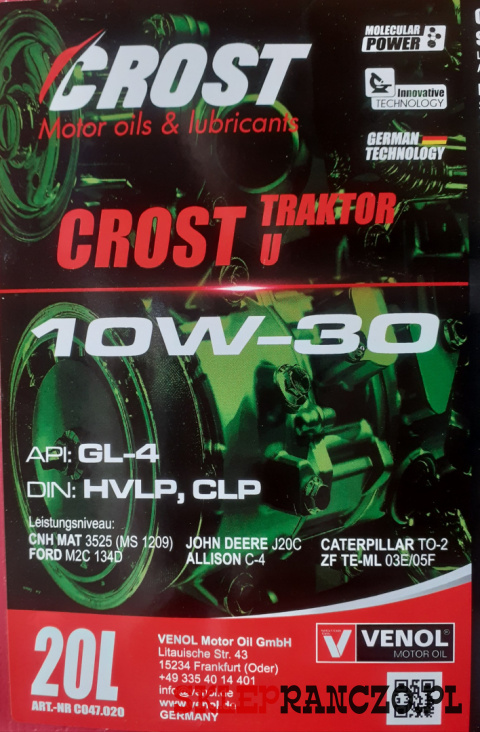 Olej Venol Crost tractor u 10w-30 20L